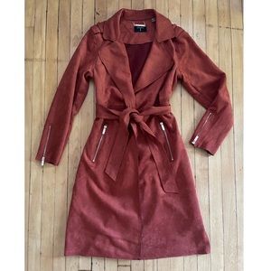 Tahari Faux Suede Trench Coat